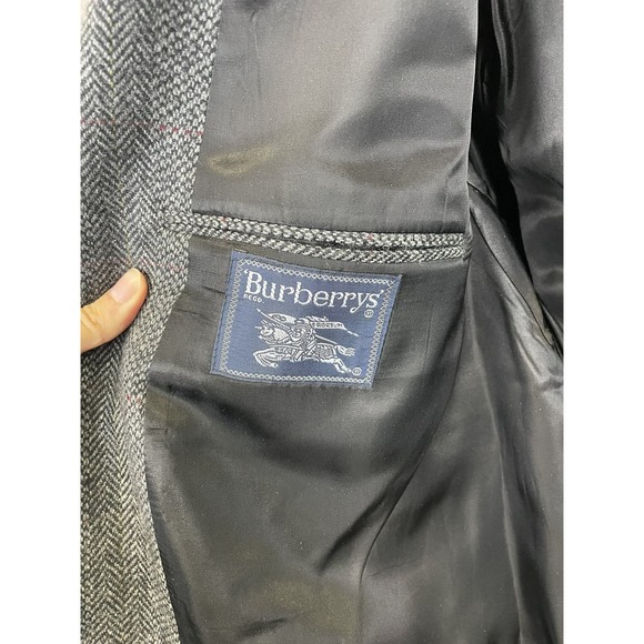 Vintage Burberrys Blazer Mens 00 Grey Tweed 100% Pure Wool - Picture 9 of 15